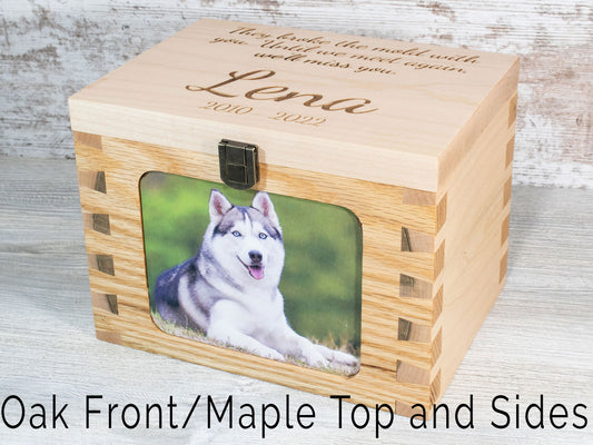 Handmade Oak and Maple Customized Dovetail Pet Urn