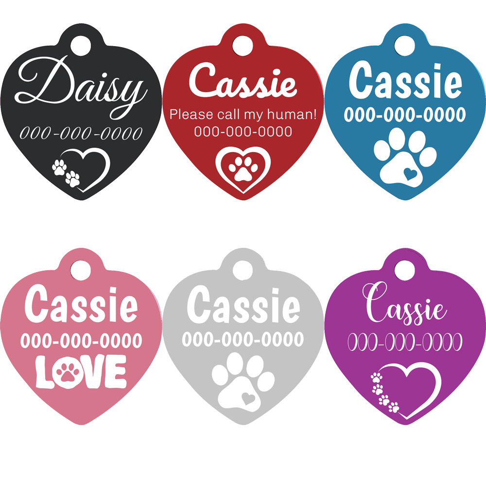 Heart Shaped Anodized Aluminum Pet Tags
