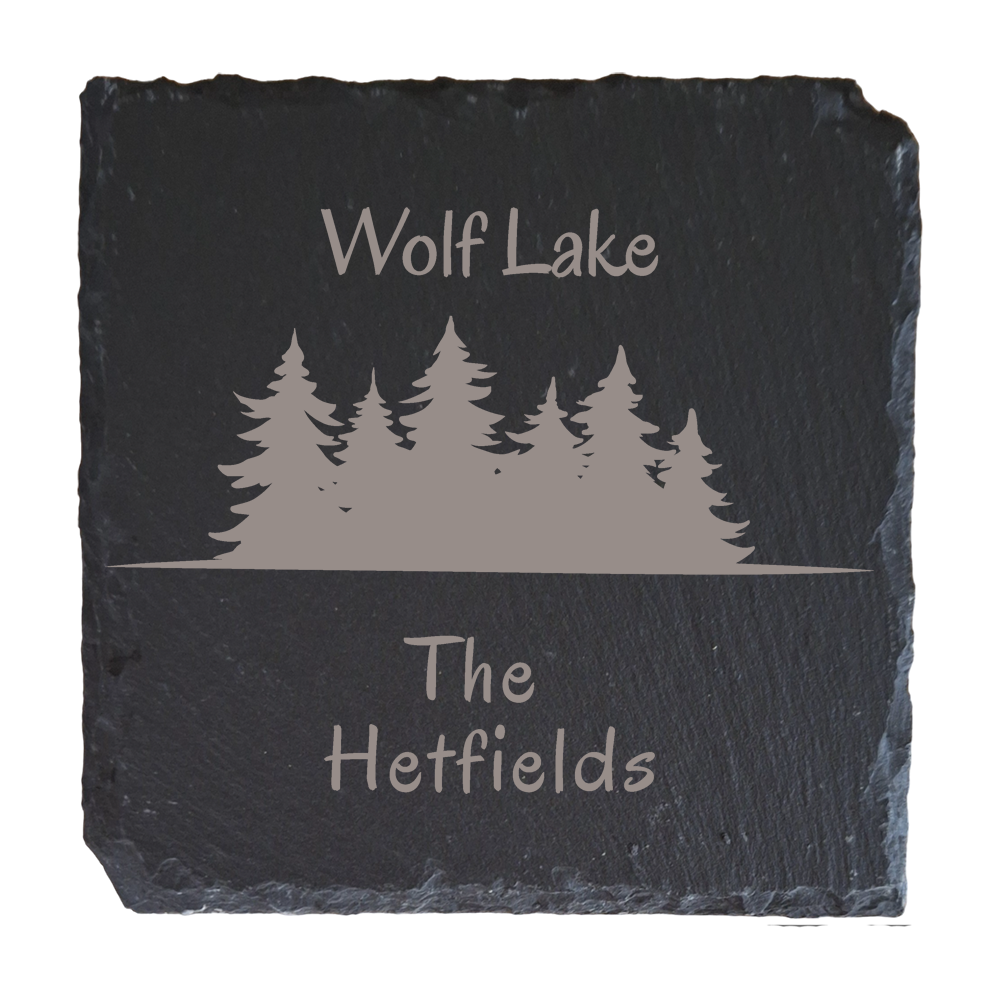 Customized North Woods Lake Slate Coasters (Set of 6)