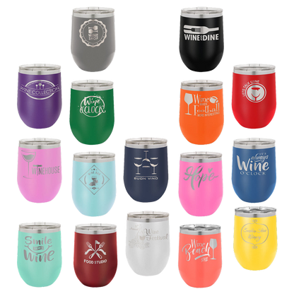 Customized 12 oz. Polar Camel Vacuum Insulated Stemless Wine Tumbler with Clear Lid