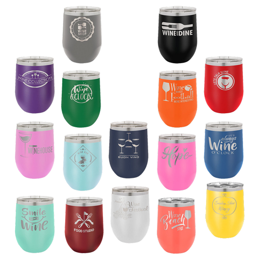 Customized 12 oz. Polar Camel Vacuum Insulated Stemless Wine Tumbler with Clear Lid
