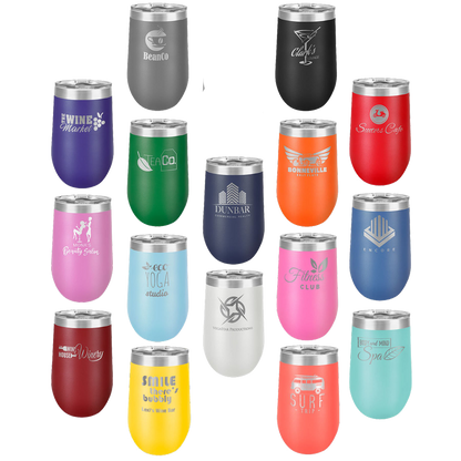 Customized 16 oz. Polar Camel Vacuum Insulated Stemless Wine Tumbler with Clear Lid