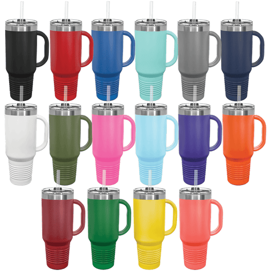 Customized JUMBO 40 Oz. Polar Camel Travel Mug with Handle & Straw