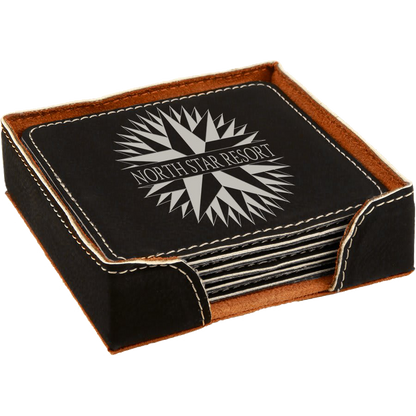 Leatherette 6-Coaster Set