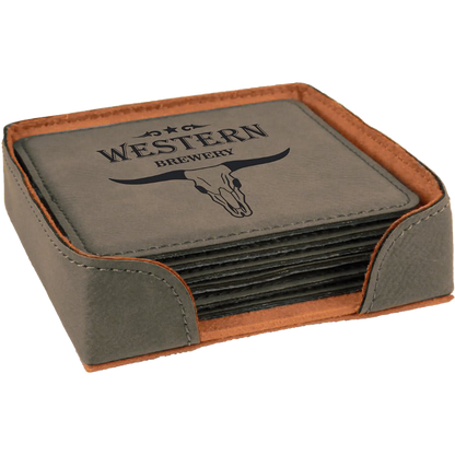 Leatherette 6-Coaster Set