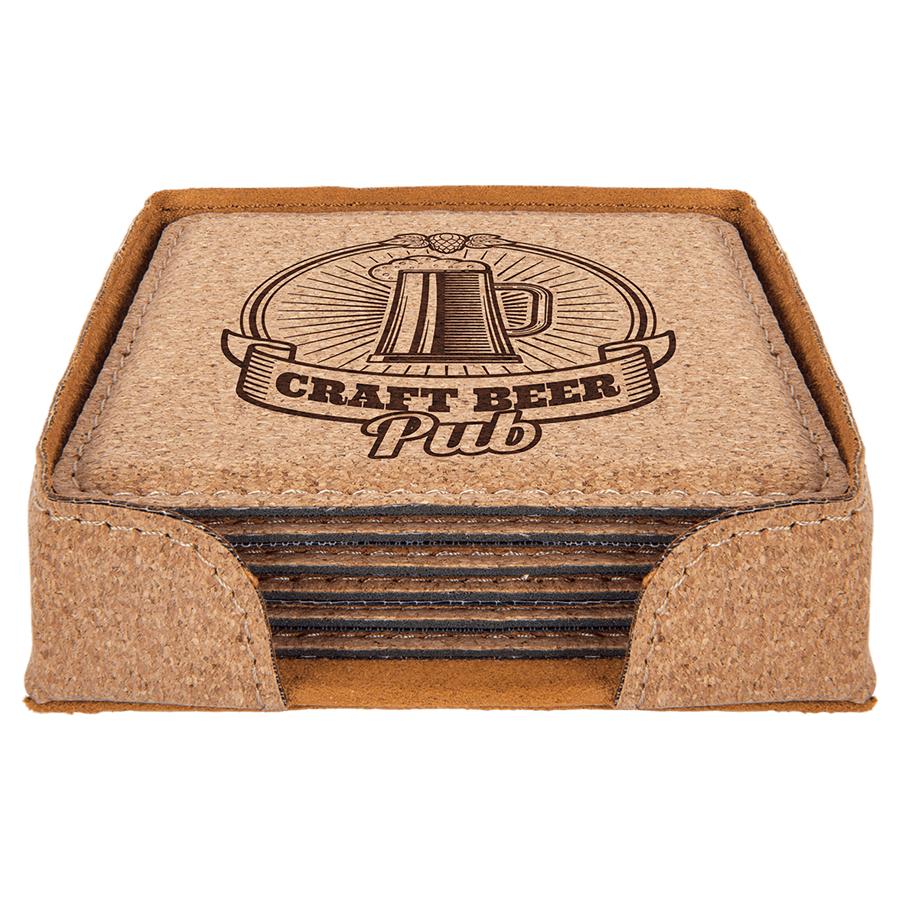 Leatherette 6-Coaster Set