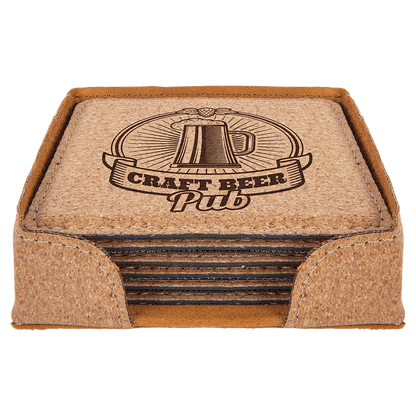 Leatherette 6-Coaster Set