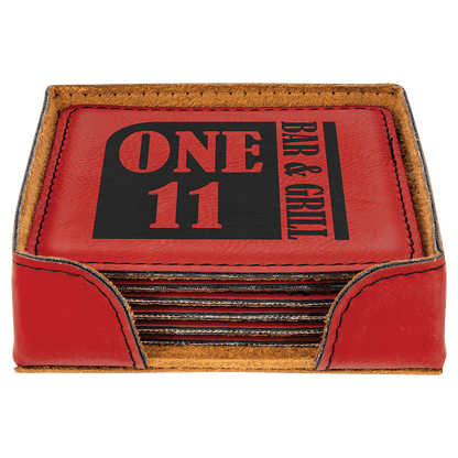 Leatherette 6-Coaster Set