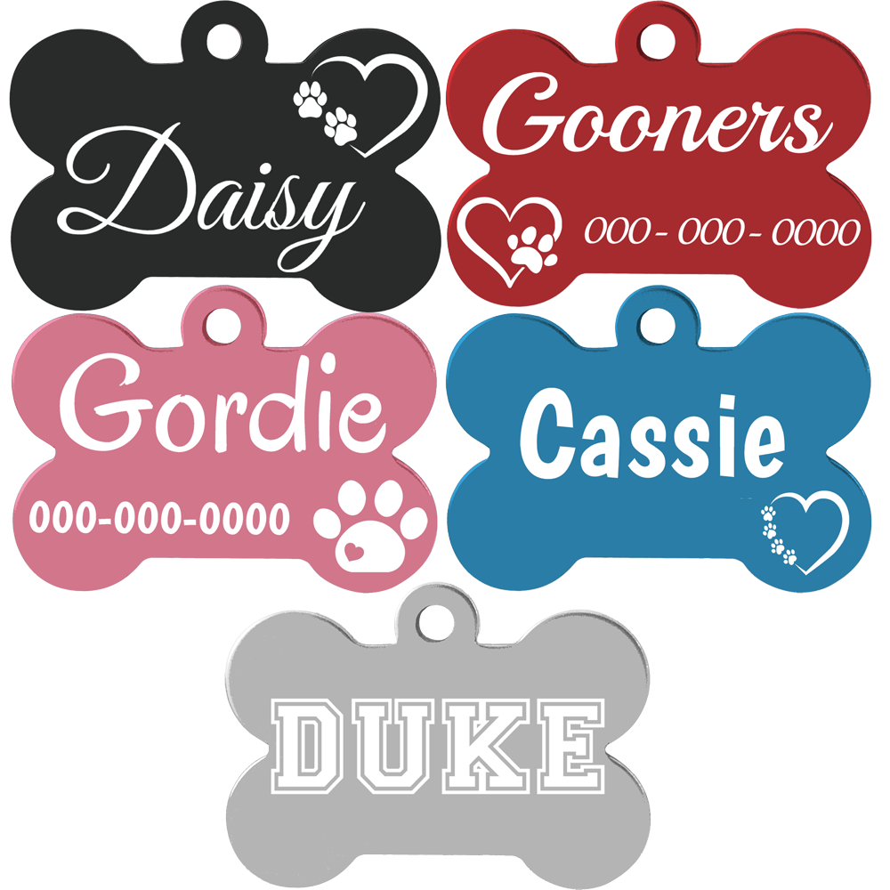 Anodized Aluminum Bone Pet Tags