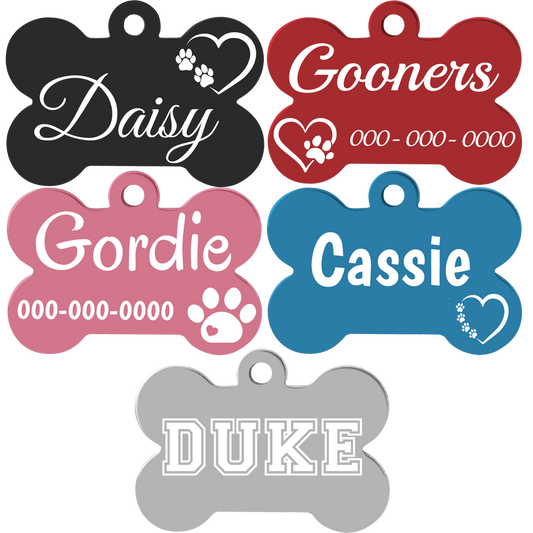 Anodized Aluminum Bone Pet Tags