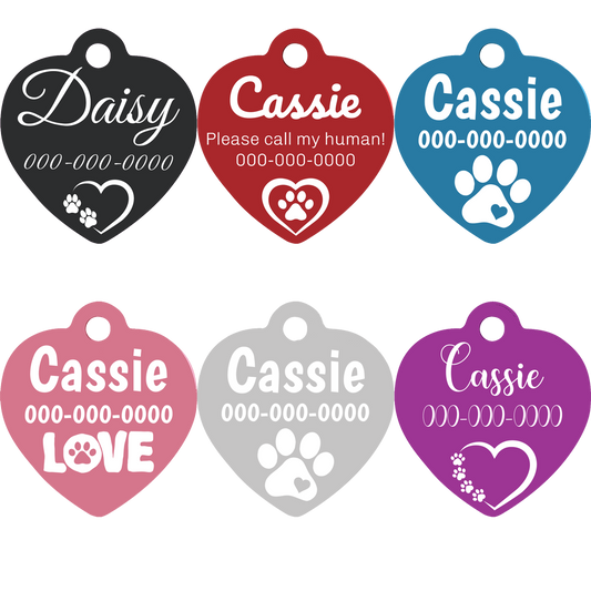 Heart Shaped Anodized Aluminum Pet Tags