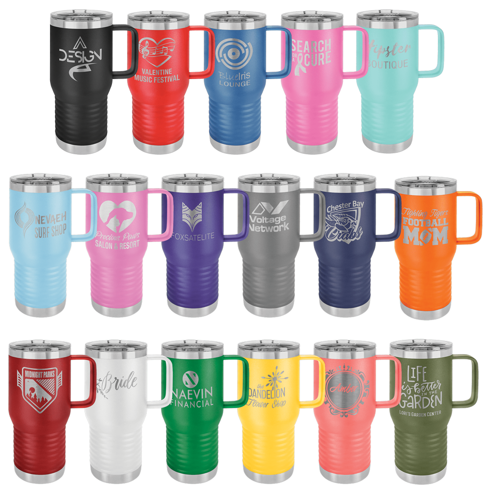 Customized 20 oz. Polar Camel Travel Mug with Handle & Slider Lid