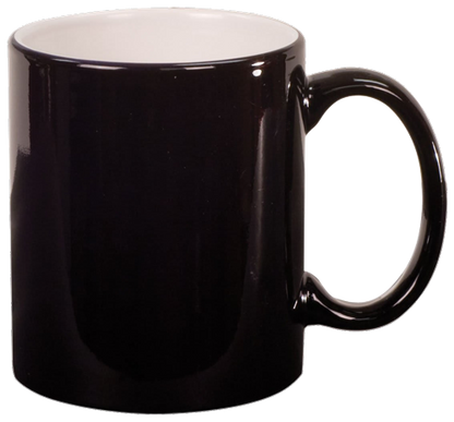Customized Laser Etched 11 Oz Round Ceramic Coffee Mug