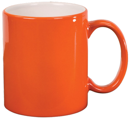 Customized Laser Etched 11 Oz Round Ceramic Coffee Mug