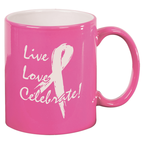 Customized Laser Etched 11 Oz Round Ceramic Coffee Mug