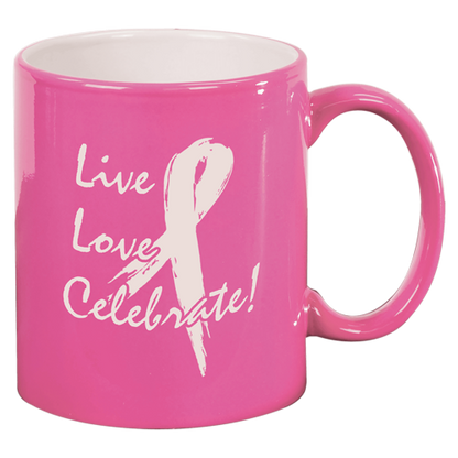 Customized Laser Etched 11 Oz Round Ceramic Coffee Mug