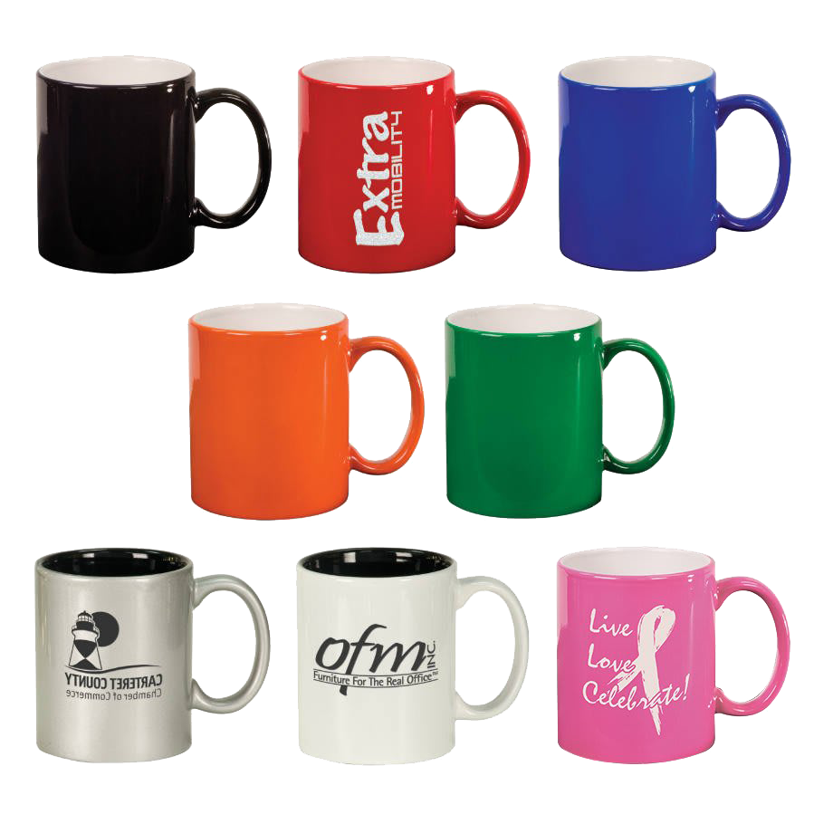 Customized Laser Etched 11 Oz Round Ceramic Coffee Mug