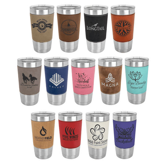 Customized Leatherette 20 oz. Polar Camel Tumbler with Clear Lid