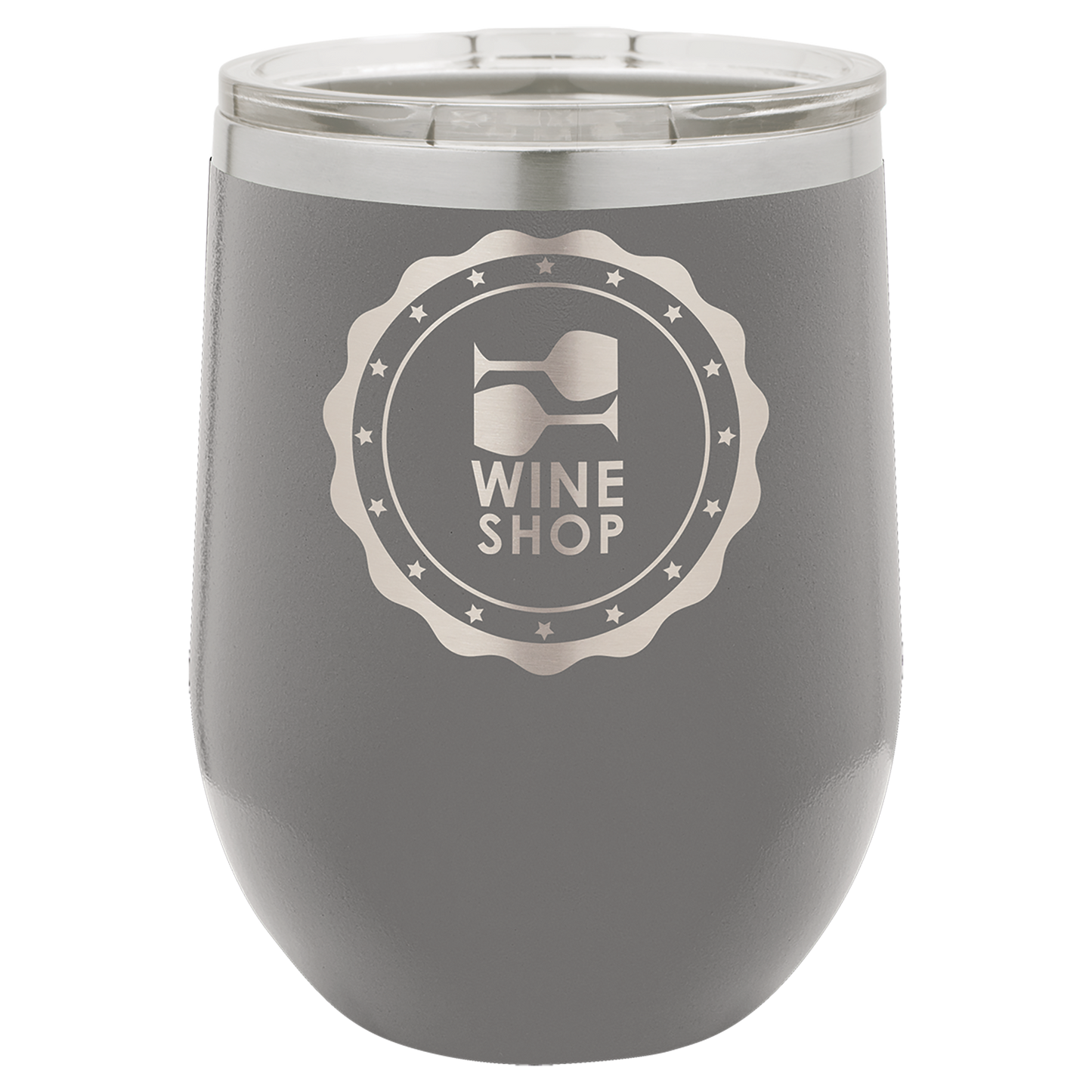 Customized 12 oz. Polar Camel Vacuum Insulated Stemless Wine Tumbler with Clear Lid
