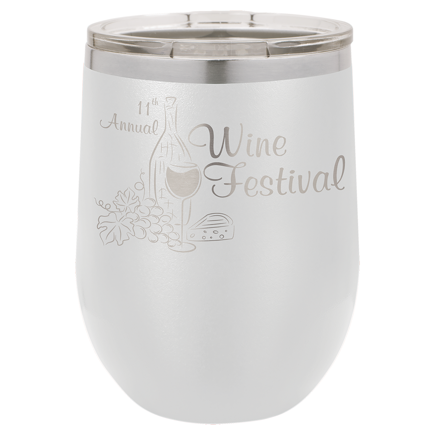 Customized 12 oz. Polar Camel Vacuum Insulated Stemless Wine Tumbler with Clear Lid