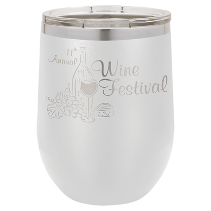 Customized 12 oz. Polar Camel Vacuum Insulated Stemless Wine Tumbler with Clear Lid