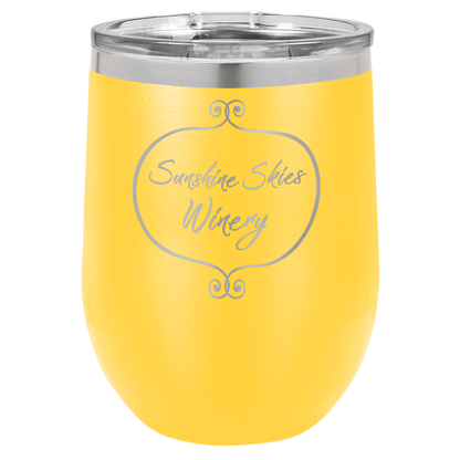 Customized 12 oz. Polar Camel Vacuum Insulated Stemless Wine Tumbler with Clear Lid
