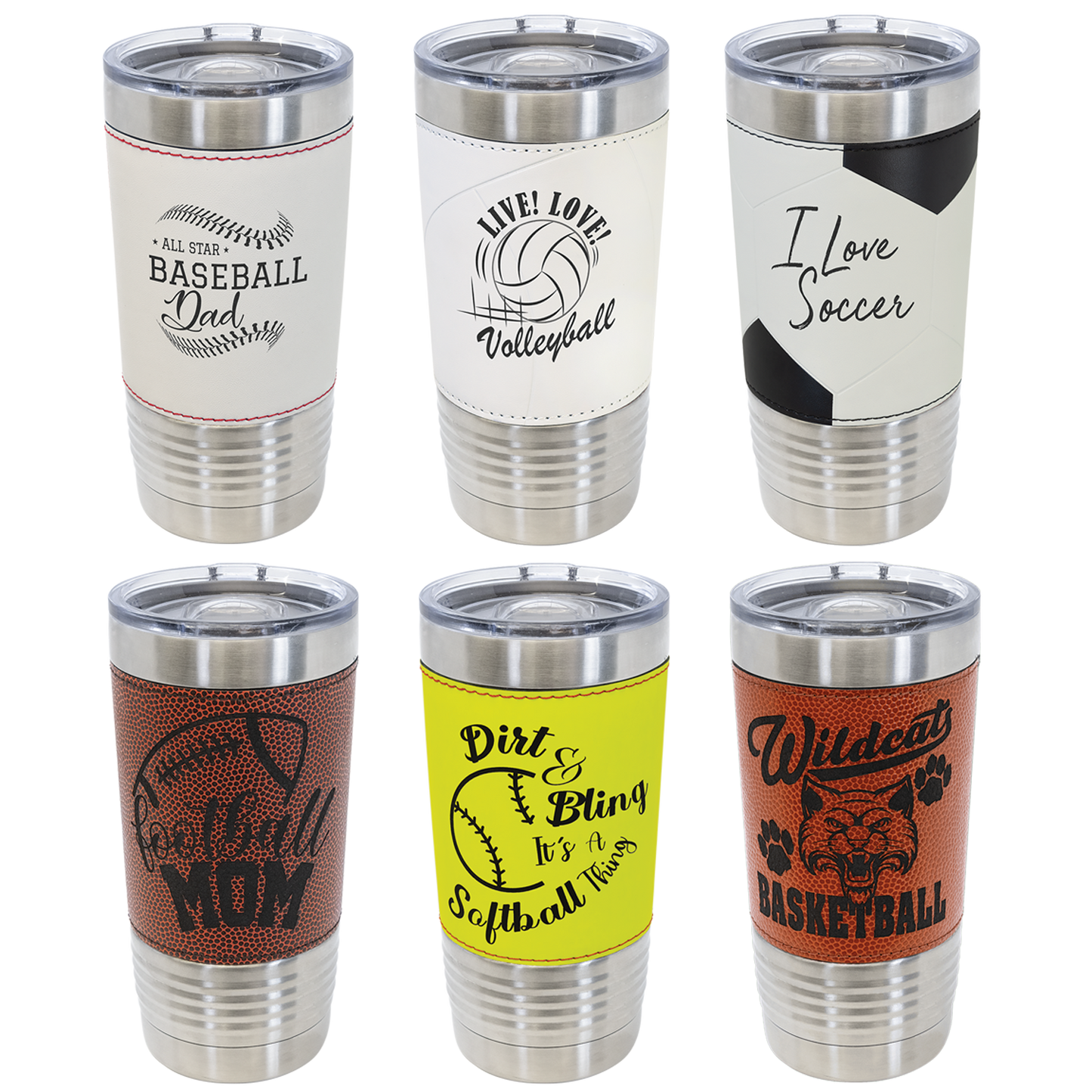 Customized 20 Oz. Leatherette Sport Tumbler with Slider Lid