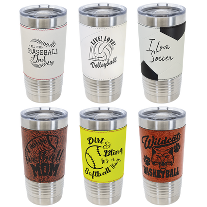 Customized 20 Oz. Leatherette Sport Tumbler with Slider Lid