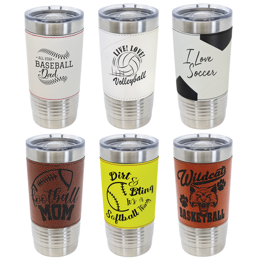 Customized 20 Oz. Leatherette Sport Tumbler with Slider Lid