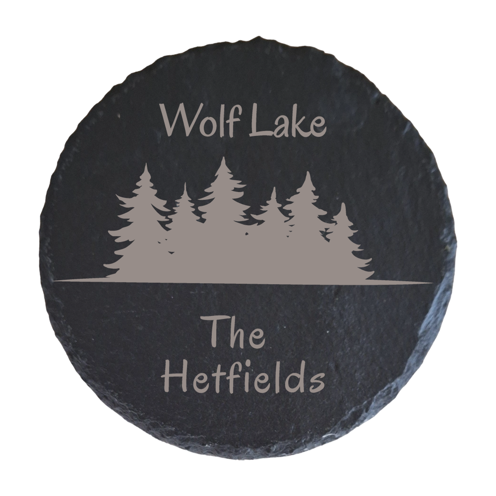 Customized North Woods Lake Slate Coasters (Set of 6)