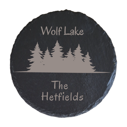 Customized North Woods Lake Slate Coasters (Set of 6)