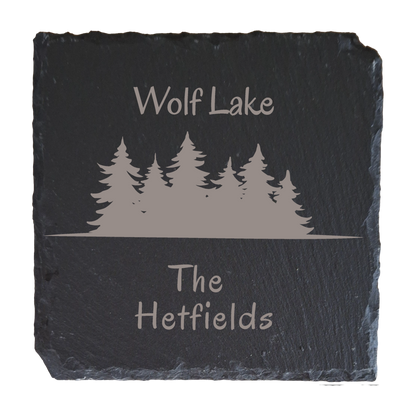Customized North Woods Lake Slate Coasters (Set of 6)